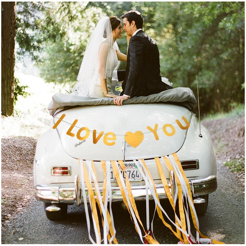 Баннер бумажный с надписью I LOVE YOU романтическое свадебное украшение|garland wedding|garland