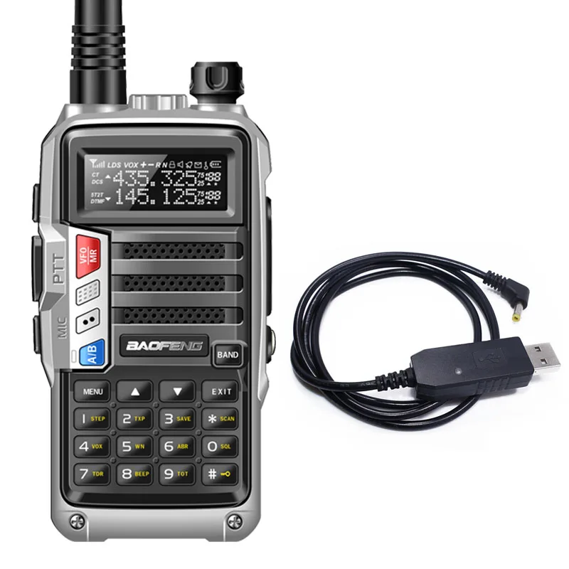 sliver add usb cable BAOFENG UV-S9 8 Вт Мощный VHF/UHF136-174Mhz& 400-520 МГц двухдиапазонный 10 км утолщенная батарея рация CB радио+ NA-701 - Цвет: sliver add usb cable