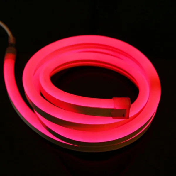 1 м, 5 м, 10 м, 20 м, 100 м, 220 В, RGB светодиодный неоновый светильник, 120 светодиодный/м, водонепроницаемый гибкий светодиодный светильник для внутреннего и наружного использования+ комплект зажимов с вилкой питания - Испускаемый цвет: Красный