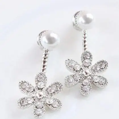 Простые стильные серьги с кристаллами пять листьев цвета золота и серебра для женщин, жемчужные капли Бринкос женские украшения в подарок.