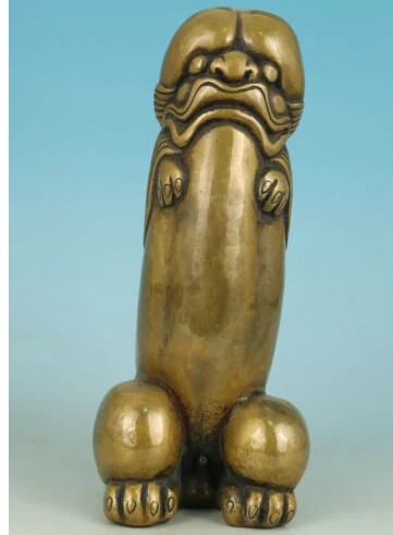 Хороший Азиатский китайский старинный Бронзовый резной пенис Бог собирает