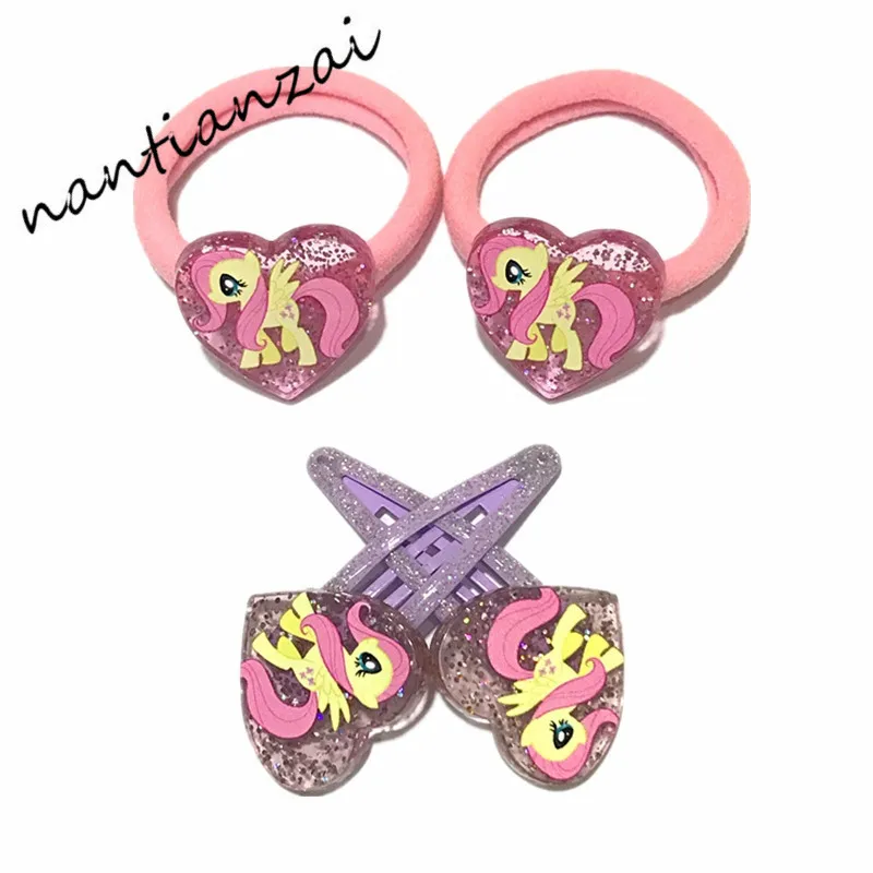 4 шт./компл. с рисунком из мультфильма «Мой маленький пони мультяшная заколка для волос резинка для волос Заколки Головные уборы; детские подарочные аксессуары для волос для девочек, повязка на голову