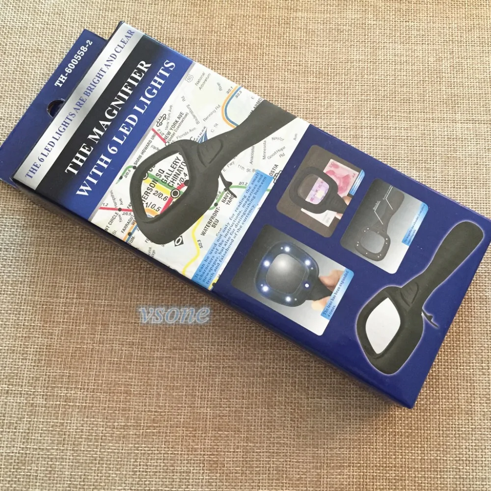 55 мм с 6 светодиодный подсветкой Лупа ювелирные изделия чтение Карманный френель