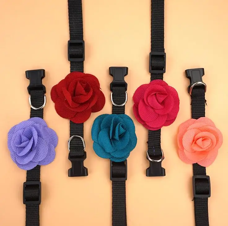 

120 pcs/lot Pet Dog Rose Flower Cat Collar Pet Necklace Dog Grooming Pet Accessories Free Shipping SN1178