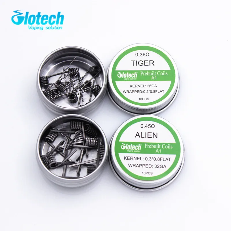 Готовые катушки Glotech 2box Alien Tiger Fused Clapton плоская скрученная смесь скрученный улей