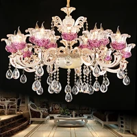 european luxury purple crystal chandelier duplex building living room dining room bedroom french alloy candles chandeliers