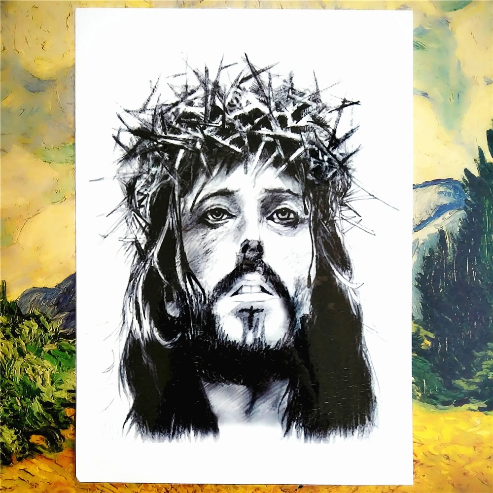 SHNAPIGN Jesus с короной торнов временная татуировка на руку наклейки s 12*20 см