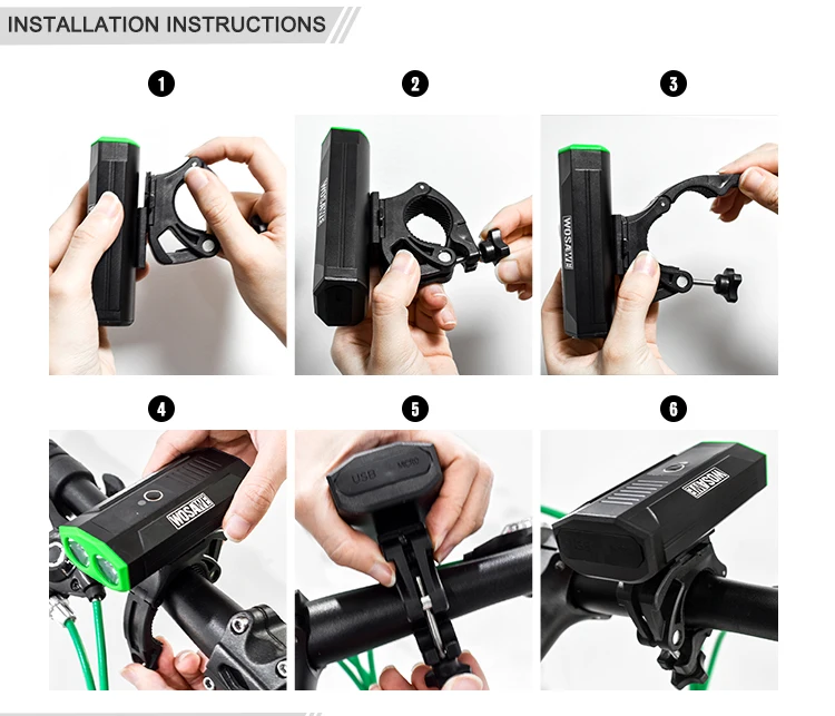 WOSAWE светодиодный перезаряжаемый велосипедный фонарь USB двойная лампа фара для