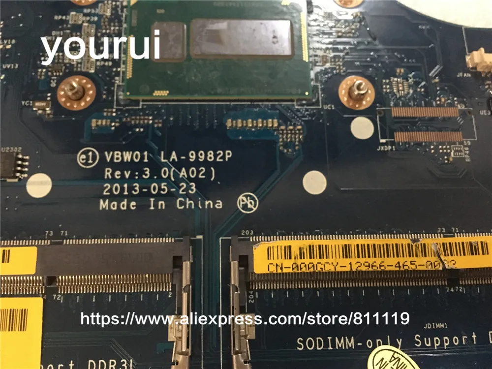 Материнская плата yourui 00GCY 000GCY VBW01 для ноутбука 15R 5537 материнская 1 6 ГГц HD Graphics