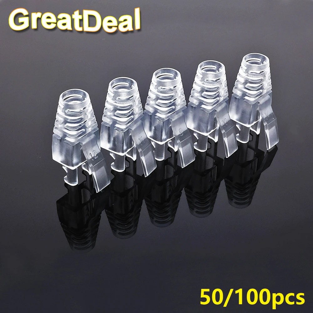 50/100 шт. CAT5 Cat5e Cat6 RJ45 разъем вилки Ethernet сетевой кабель Натяжные ботинки пробки