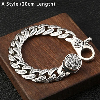 A Style and 20cm Будда мантра инструмент Vajra браслеты браслет Настоящее серебро 925 пробы 925 ювелирные изделия для мужчин браслет дружбы B35 - Цвет камня: A Style and 20cm