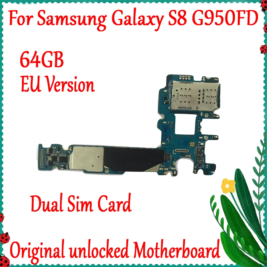 Две sim-карты для Samsung Galaxy S8 G950FD материнская плата 64 Гб оригинальная логическая