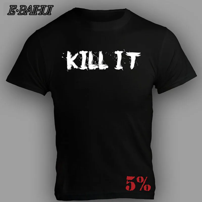E-BAIHUI Для мужчин спортивная Плотная хлопковая Футболка Kill IT свитшот+ 5% рисунок на задней стороне футболки Для мужчин модные футбол украшение на бал Для мужчин футболка TS058