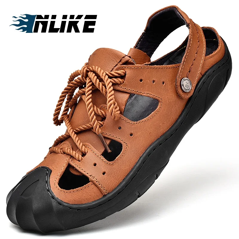 

Classic Men Soft Sandals Comfortable Men Summer Shoes Genuine Leather Sandals Soft Sandals