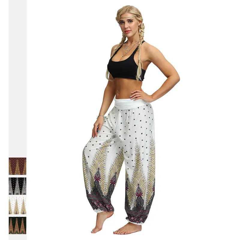 Женские свободные штаны шаровары для йоги Boho спортивные удобные индийские