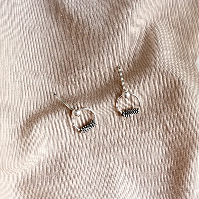 100% 925 Sterling Silver Stud Earrings Personality Simple Vintage Geometric Twist Fine Jewelry 2019 WDE016 | Украшения и