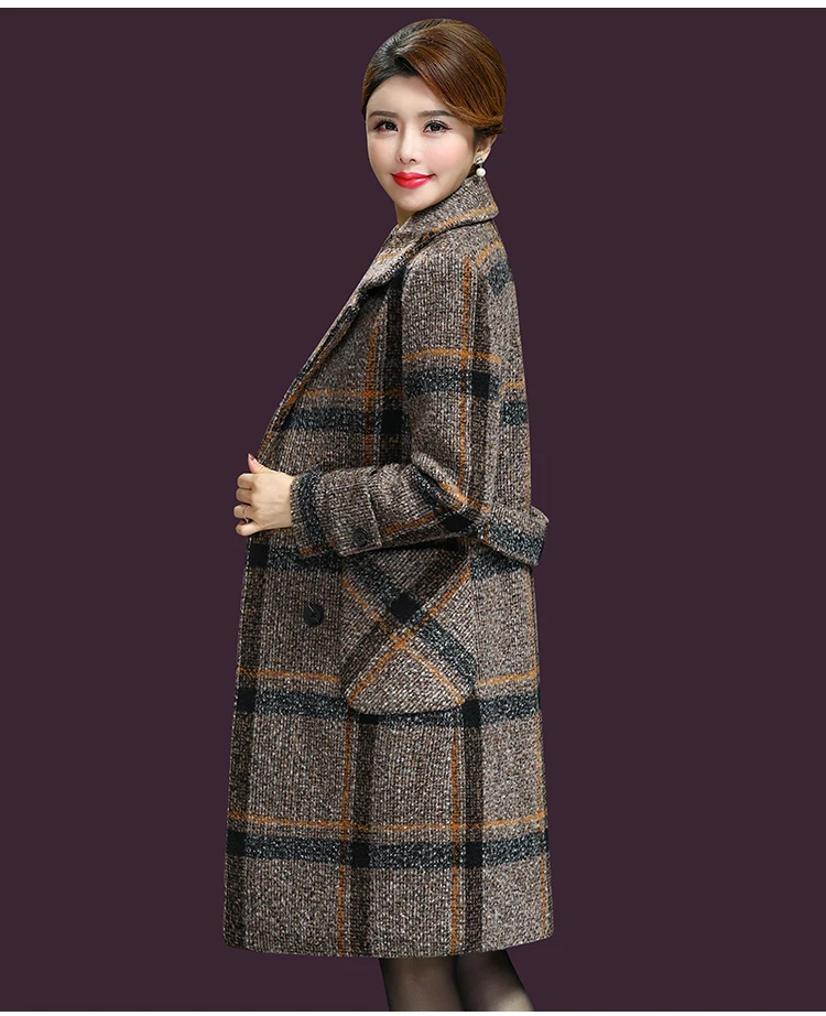 Новинка, женское длинное шерстяное пальто, модное, с меховым воротником, однотонное, высокое качество, для девушек, зимнее пальто, большой размер, шерстяное, сохраняющее тепло пальто, YF339