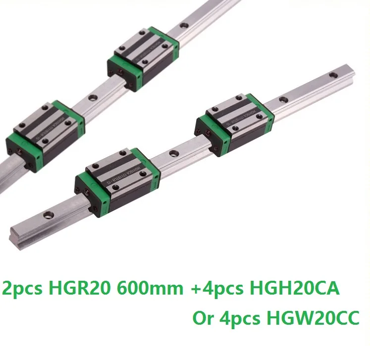 2 шт. линейная направляющая HGR20 600 мм с 4 линейной каретки HGH20CA или HGW20CC для