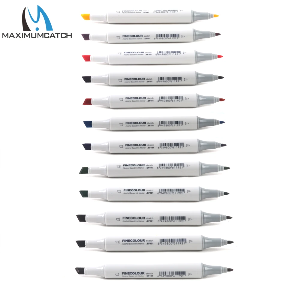 Водонепроницаемый маркер для вязания мушек Maximumcatch 12 цветов двусторонний