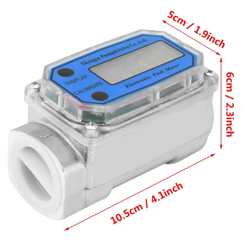Lcd Digital Flow Meter Turbine Flowmeter Fuel 15-120L For Chemicals Water Sea Adjust Liquid | Инструменты