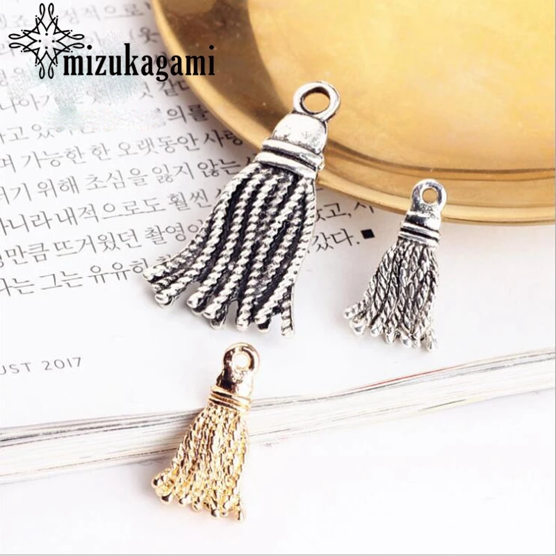 Zinc Alloy Golden Tassels Flowing Charms 10pcs/lot For DIY Fashion Tassel Drop Earrings Jewelry Making Accessories retro resin earrings marble texture round circle ring charms 10pcs lot for diy drop earrings jewelry making accessories