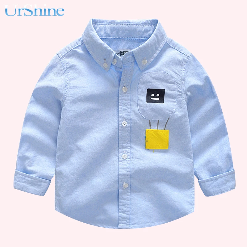 Летняя рубашка для мальчиков с вышивкой белый хлопок длинными рукавами отдыха