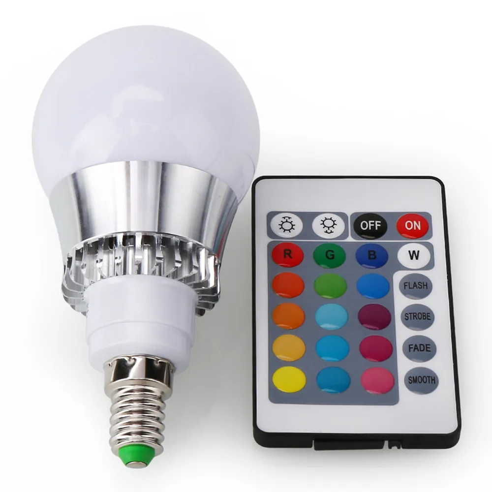 Цветная(RGB) E27 E14 5 Вт/10 Вт AC85-265V Светодиодный лампа с дистанционным управлением Управление несколько Цвет светодиодный освещение