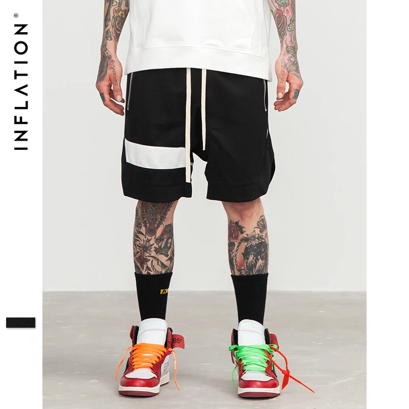 INFLATION мужские шорты хип хоп бренд одежда Streetwear Draw Rope молния джоггеры Сетка