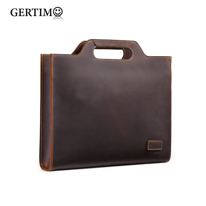 New Genuine Leather Men's Handbags  Retro Crazy Horse Leather Men Tote Bag Shoulder Messenger Business Men Briefcase Laptop Bags