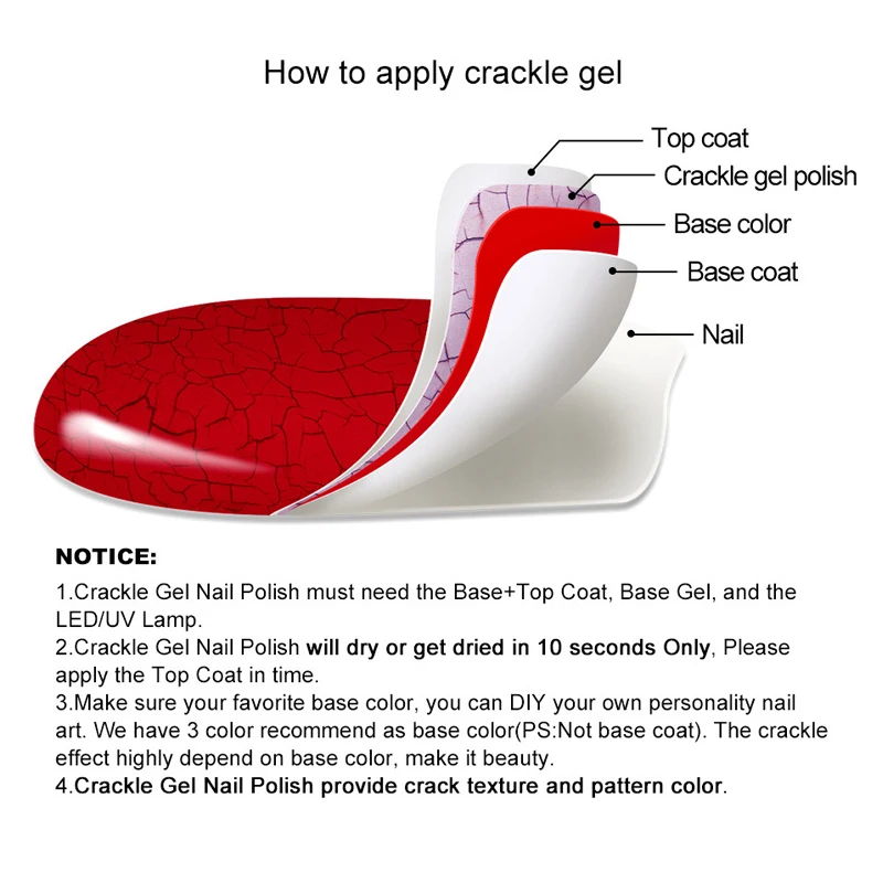 Verntion 12 красочные повезло гелевых ногтей Полирующий пигмент трещины УФ лак для