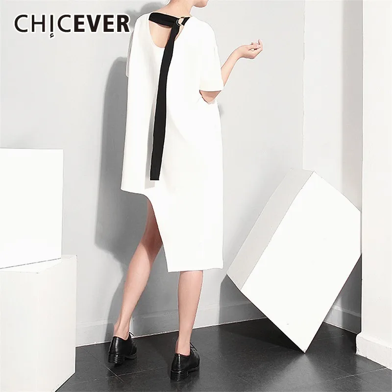 Женская Асимметричная футболка CHICEVER летняя свободная большого размера с