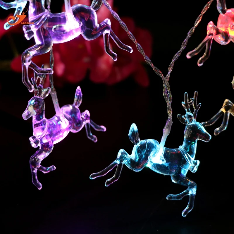 Олень строка украшения Освещение 10LED оленей гирляндой Батарея эксплуатируются rgb