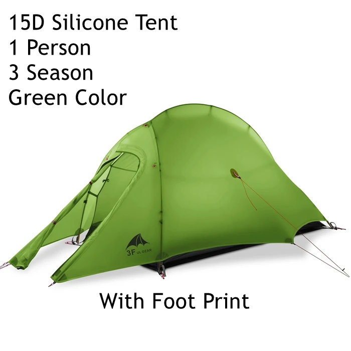 3F UL шестерни водостойкий 2 человек альпинизмом устойчивая Палатка Сверхлегкий 15D силиконовые человек 3 4 сезон для кемпинга двухслойные - Цвет: 1 Men Green 3 Season