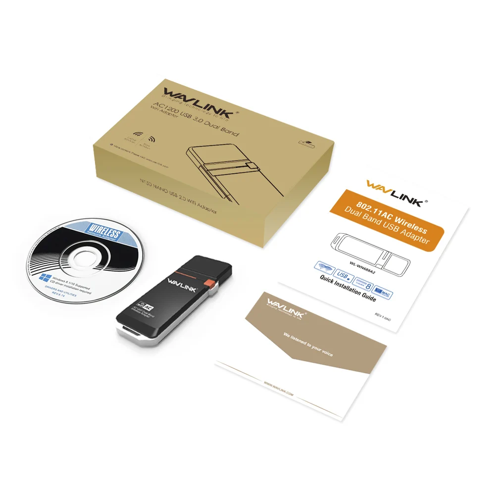 Беспроводной USB wifi адаптер Wavlink AC1300 5 ГГц и 2 4 двухдиапазонный WiFi защитный Мини