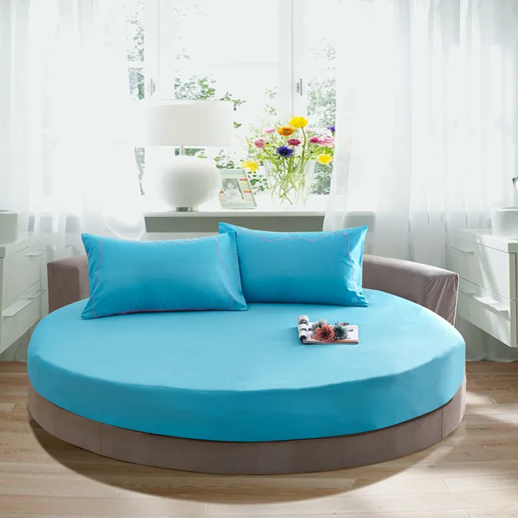 

Solid Color Round Fitted Sheet with 2pcs pillowcase Set Round Bed Sheet Bedding Set Customizable Mattress Diameter 200cm 220cm