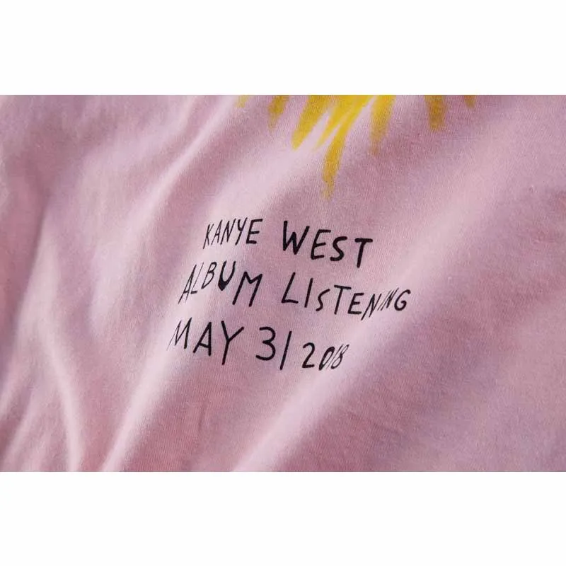 Kanye West/ альбом Wyoming, золотые футболки с буквенным принтом в стиле хип-хоп Kanye West, модная розовая футболка с длинными рукавами