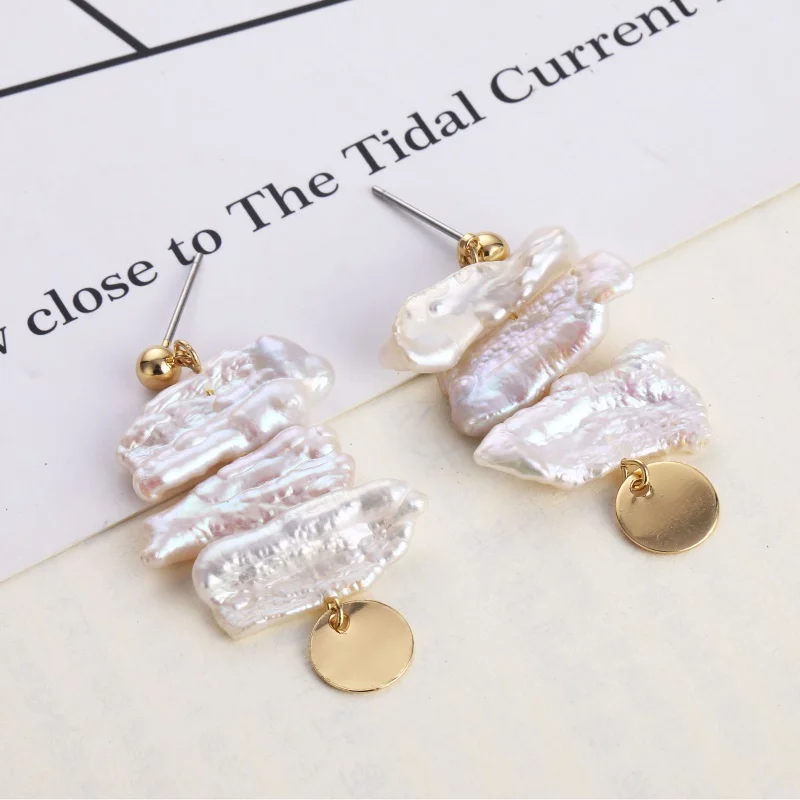 Женские серьги-подвески с жемчугом золотого цвета модные ювелирные украшения