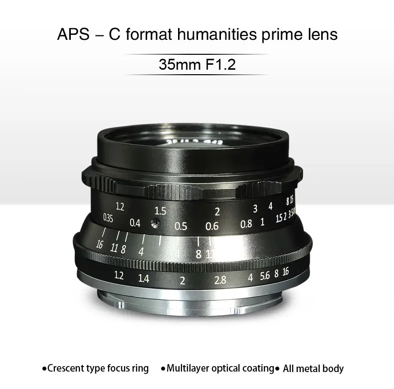 7artsians 35 мм F1.2 APS-C ручной фиксированный объектив для E Mount Canon EOS-M Mount Fuji FX M43 Mount Лидер продаж