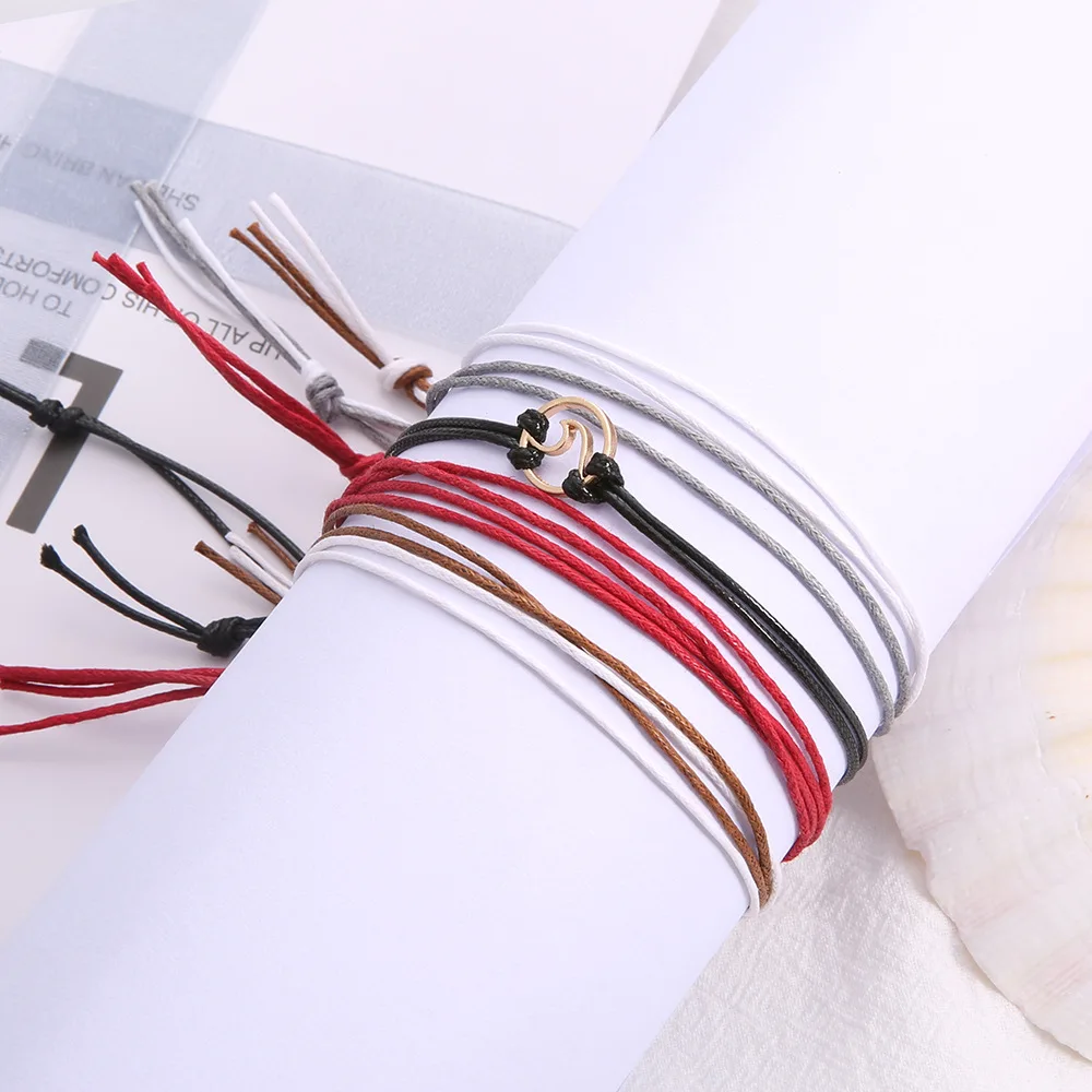 Mostyle богемный многоцветный ножной шнур-браслет для женщин Этническая Геометрическая пляжная подвеска в виде волн ручной работы браслет на лодыжке набор ювелирных изделий для ног