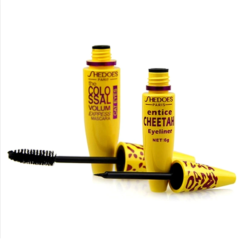 Новинка профессиональная водостойкая Черная тушь для ресниц + подводка макияжа