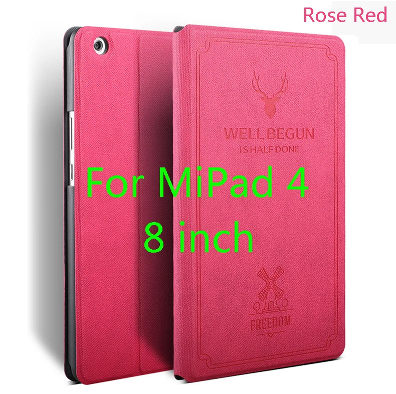 MiPad4 8inch RoseRed Для Xiao Mi Pad 4 plus/Pad 4 смарт-чехол для планшета из искусственной кожи флип-чехол MIPAD 4 " /10,1" полный защитный чехол - Цвет: MiPad4 8inch RoseRed