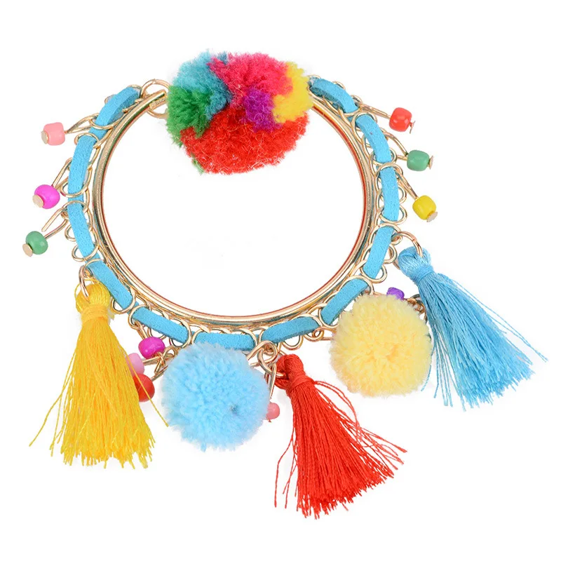 pom tassel earrings for women ethnic dangle fashion jewelry boucle d'oreille ethnique vintage statement | Украшения и