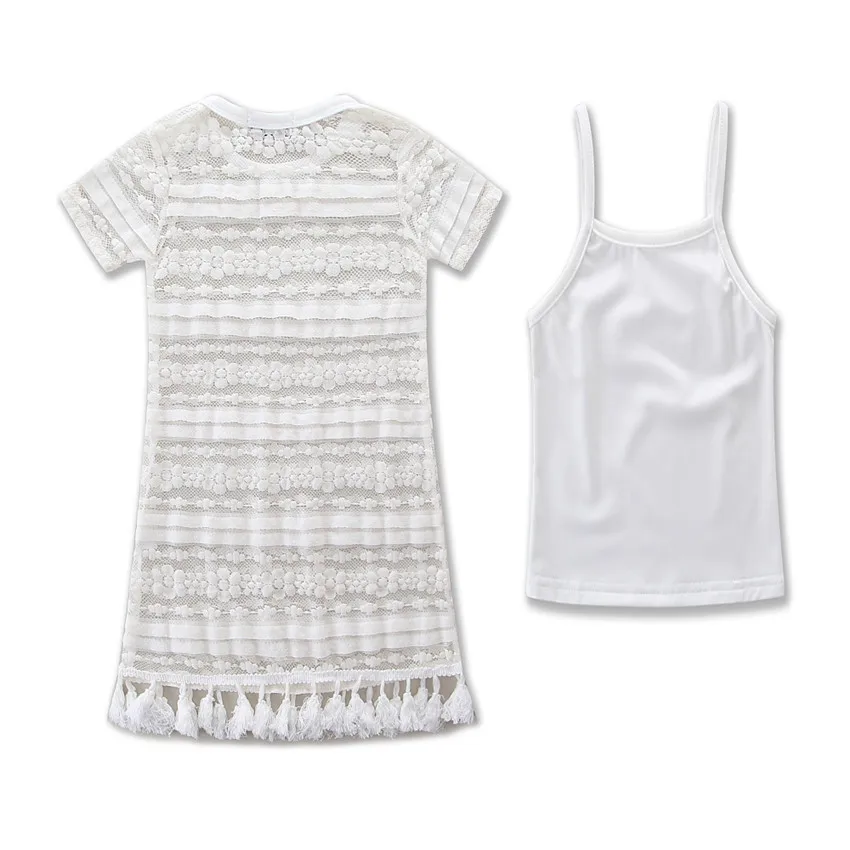 Платья для мамы и дочки кружевное платье маленьких девочек + белый жгут футболка