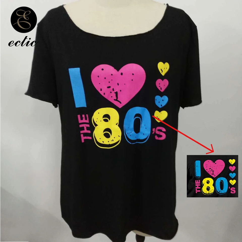 Майка На Одно Плечо Любовь 80s Сердце Принт Футболка Женщина На Одно Плечо Туника Повседневный Милое Оверсайз Винтаж Ретро Футболка Глубокий Вырез Праздничное Вечеринка Подруги Танцевать Персональный Футболка