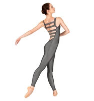 speerise gray women nylon tank unitard elastic ladder back adults sleeveless ballet unitards bodysuits stage performance suits