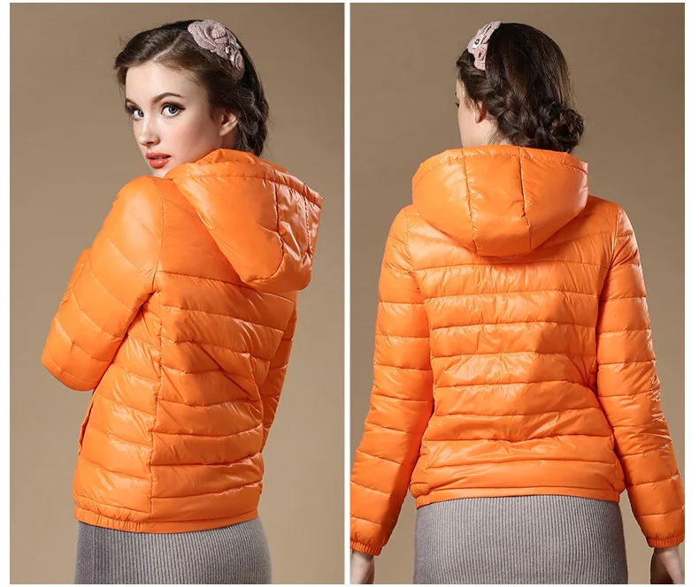 Новинка Зима Осень женский 90% белый пуховик на утином пуху светильник с капюшоном