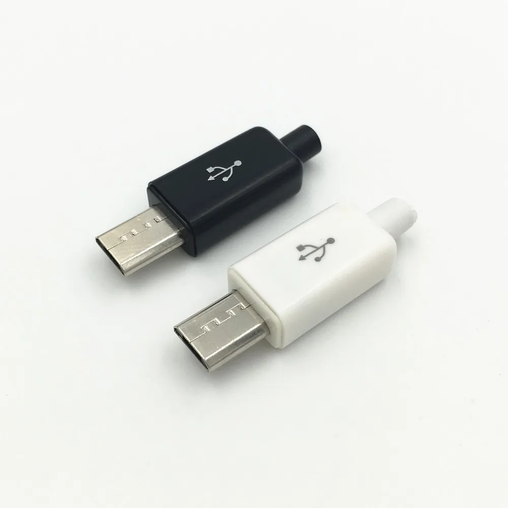 100 комплектов DIY Micro USB Type B штекер Jack 5 Pin Четыре шт в сборе разъем более длинный