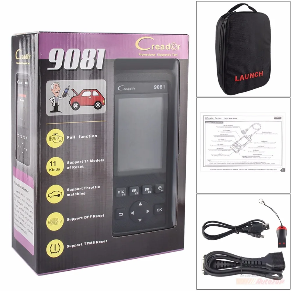 Launch Creader 9081 полный OBD2 сканер OBDII ODB2 Автоматическая Диагностика сканер CR9081 с ABS SRS TPMS масло EPB DPF сканер Automotivo