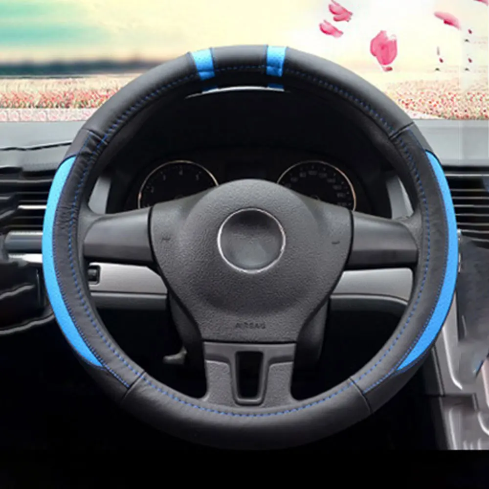 FLY5D 39cm 6 Clolor Skidproof Durable Car Steering Wheel Cover Ice Silk Leather Auto Covers Fit Most Cars Breathability | Автомобили и