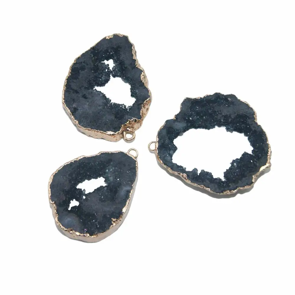 Gray 1 шт. Натуральный Drusy красочный кристалл кулон неправильный геодный камень кулон для самостоятельного изготовления ювелирных изделий ожерелье браслет серьги - Окраска металла: Gray